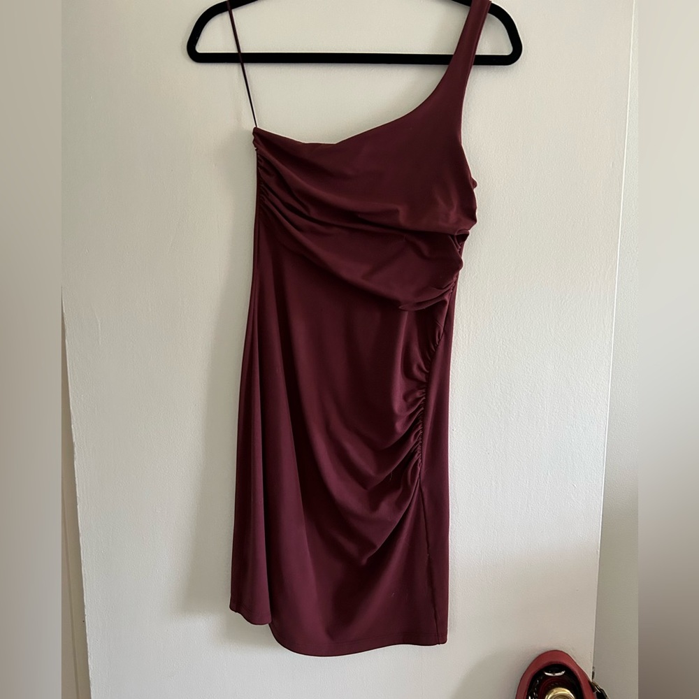 Susana Monico xs one shoulder body con dress burgundy